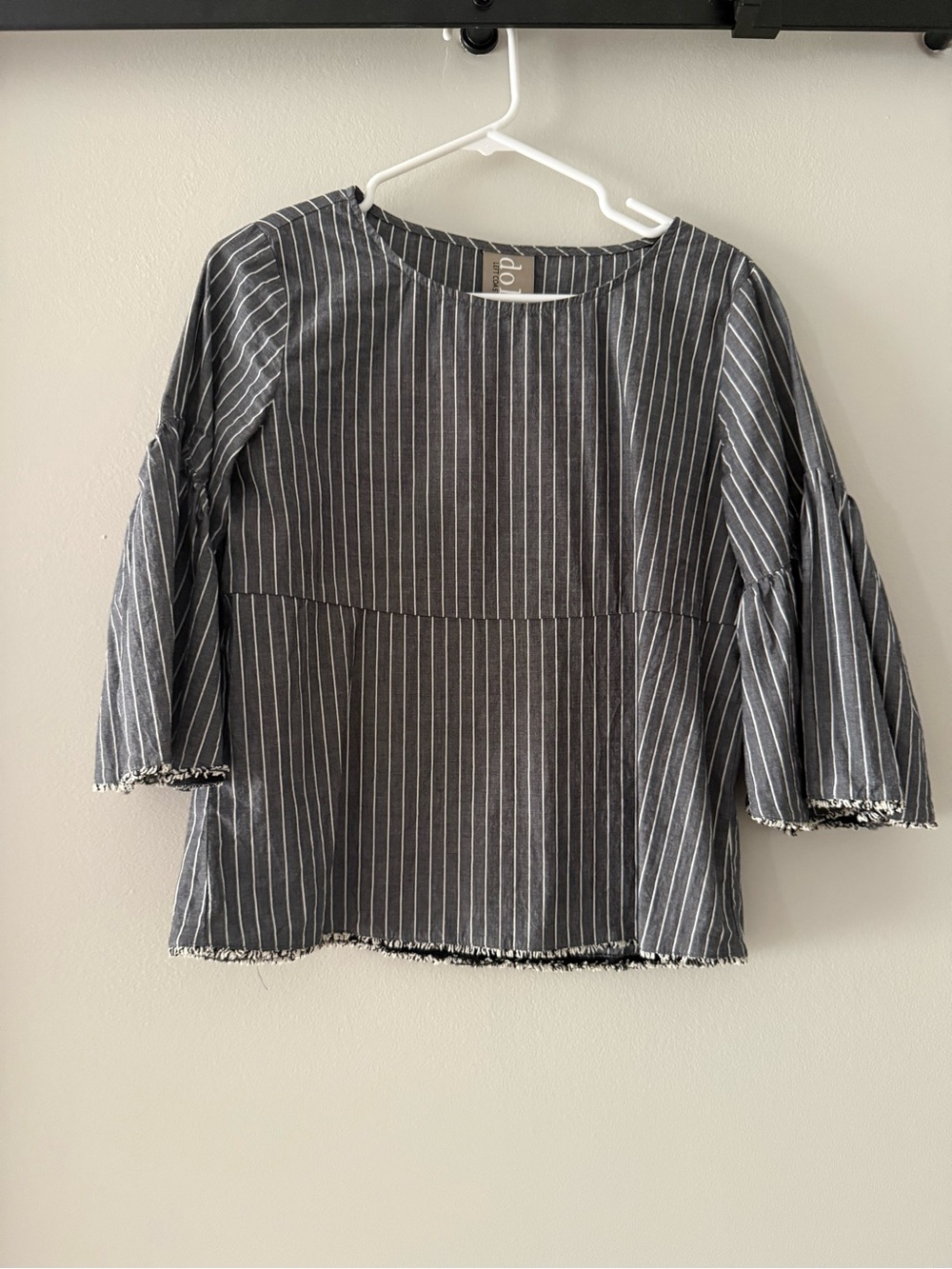 Dolan Left Coast Blue Pinstripe Bell-Sleeve Top